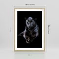 Plakat w ramie 50x70 - Czarna pantera: majestat i siła - czarna, pantera - rama drewno