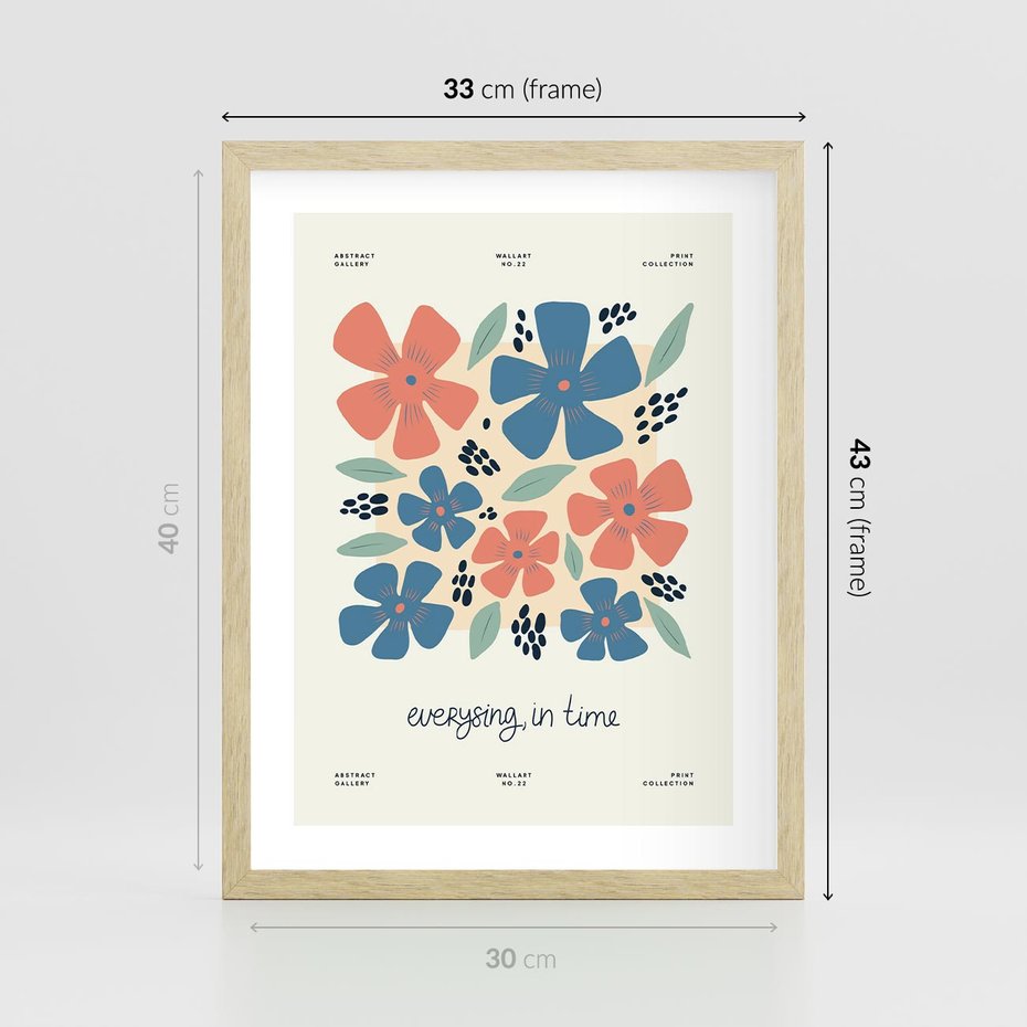 Plakat w ramie 30x40 - Kształtując Marzenia - kwiaty, nowoczesna abstrakcja - rama drewno