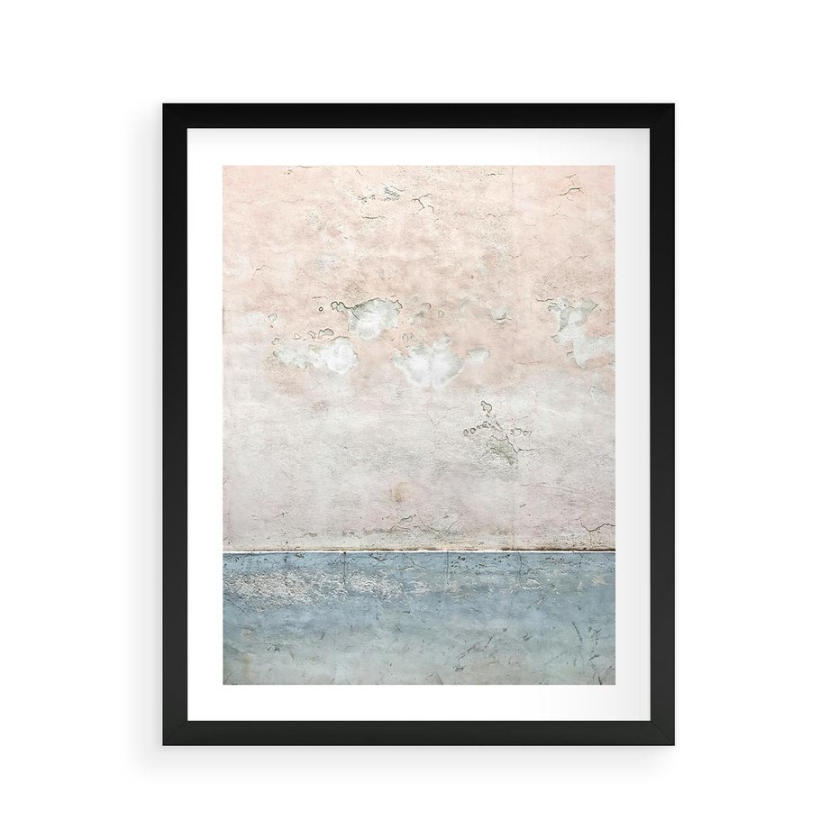 Plakat w ramie 40x50 - Obraz Starej Ściany z Delikatnymi Odcieniami - ściana, stara ściana - rama czarna