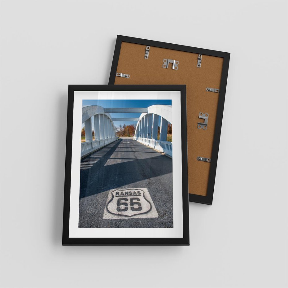 Plakat w ramie 30x40 - Kansas i Route 66 - Kansas, route 66 - rama czarna
