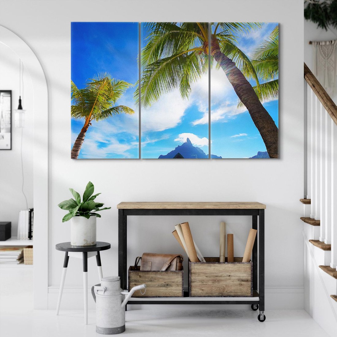 Obraz na płótnie 120x80 - Tropikalne palmy nad oceanem - palmy, ocean