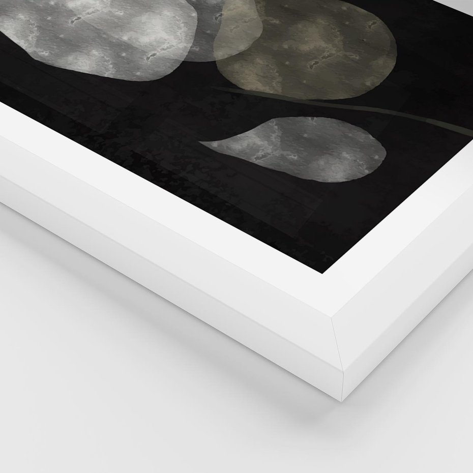 Plakat w ramie 30x40 - Mroczne Złudzenia - abstrakcyjne liście, mroczna atmosfera - rama biała