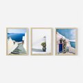 Zestaw obrazy w ramie 50x70 galeria - Santorini, białe, domki, morze - rama drewno