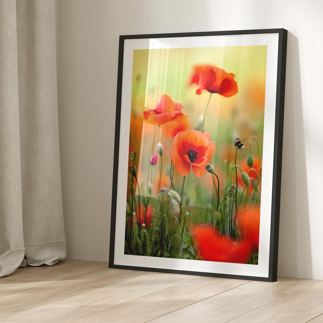 Plakat w ramie 40x50 - Makowa Pasja - maki, kwiaty - rama czarna