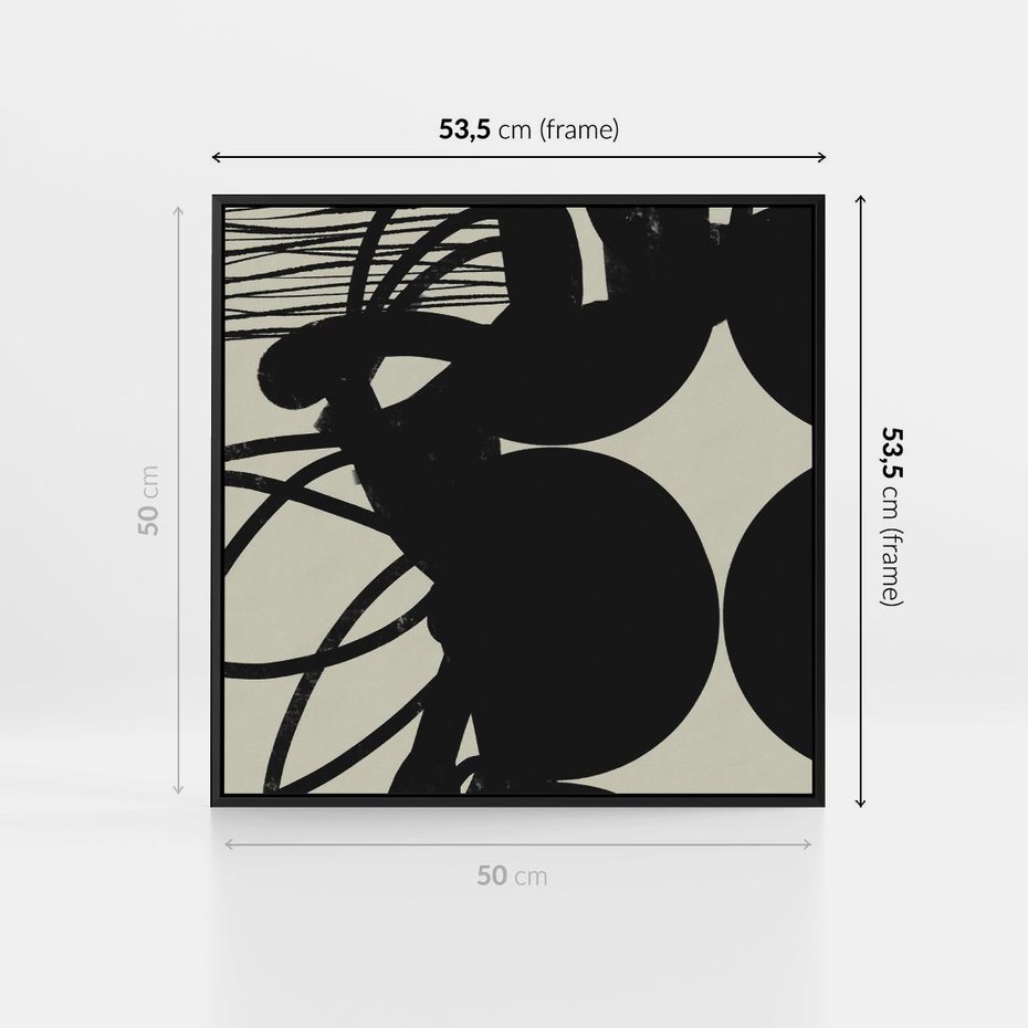 Obraz w ramie 50x50 - Modernistyczne Refleksje - abstrakcja, mroczny klimat - rama czarna