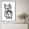 Obraz w ramie 70x100 - Portret Kociej Duszy - szkic kota, prymitywizm - rama czarna