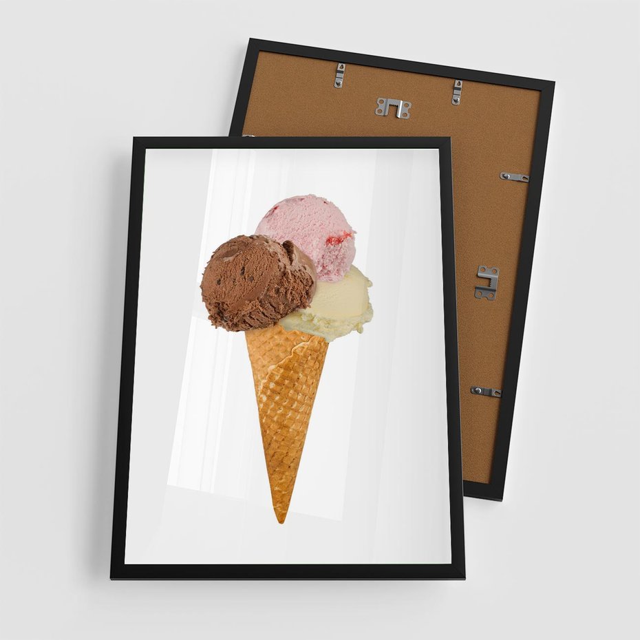Plakat w ramie 50x70 - Slodki Raj Lodziarni - lody, deser - rama czarna