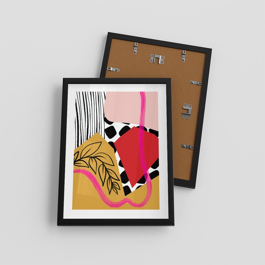 Plakat w ramie 30x40 - Wnętrza Form - abstrakcyjna kompozycja, różne tekstury - rama czarna