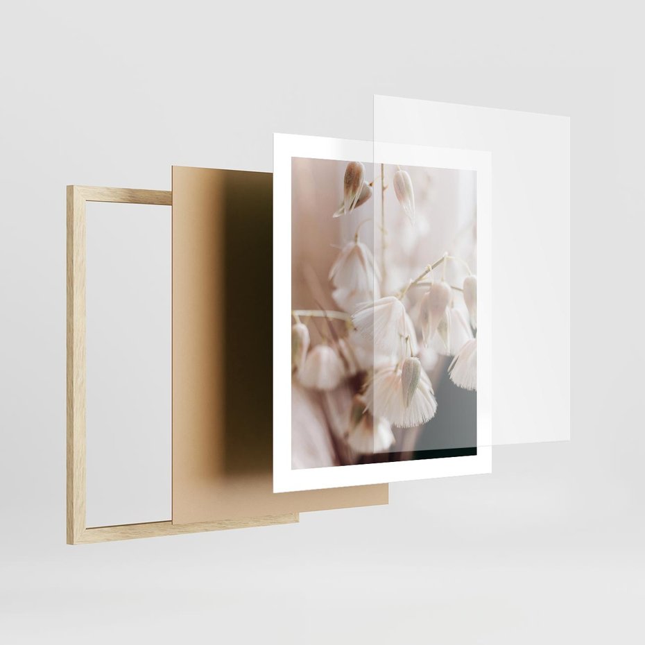 Plakat w ramie 40x50 - Suszona Delikatność - suszone kwiaty, rośliny - rama drewno