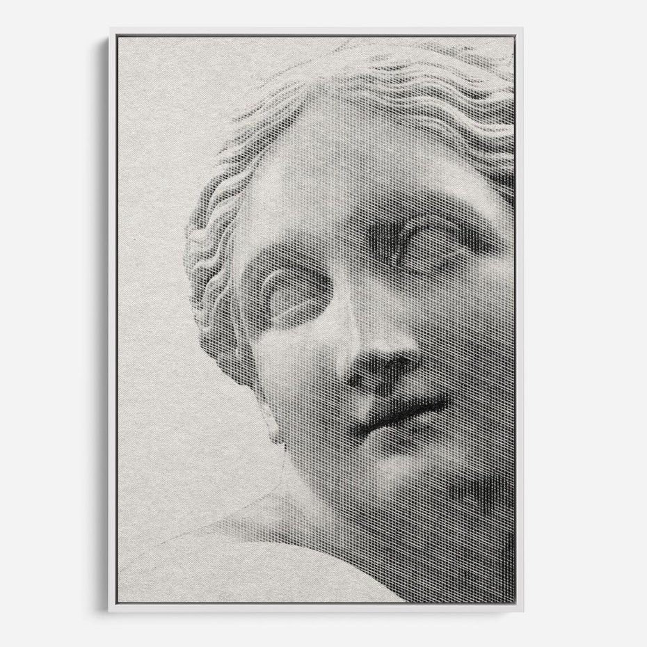 Obraz w ramie 70x100 - Szarość w Kamieniu - monochromatyczna marmurowa rzeźba, odcienie szarości - rama biała