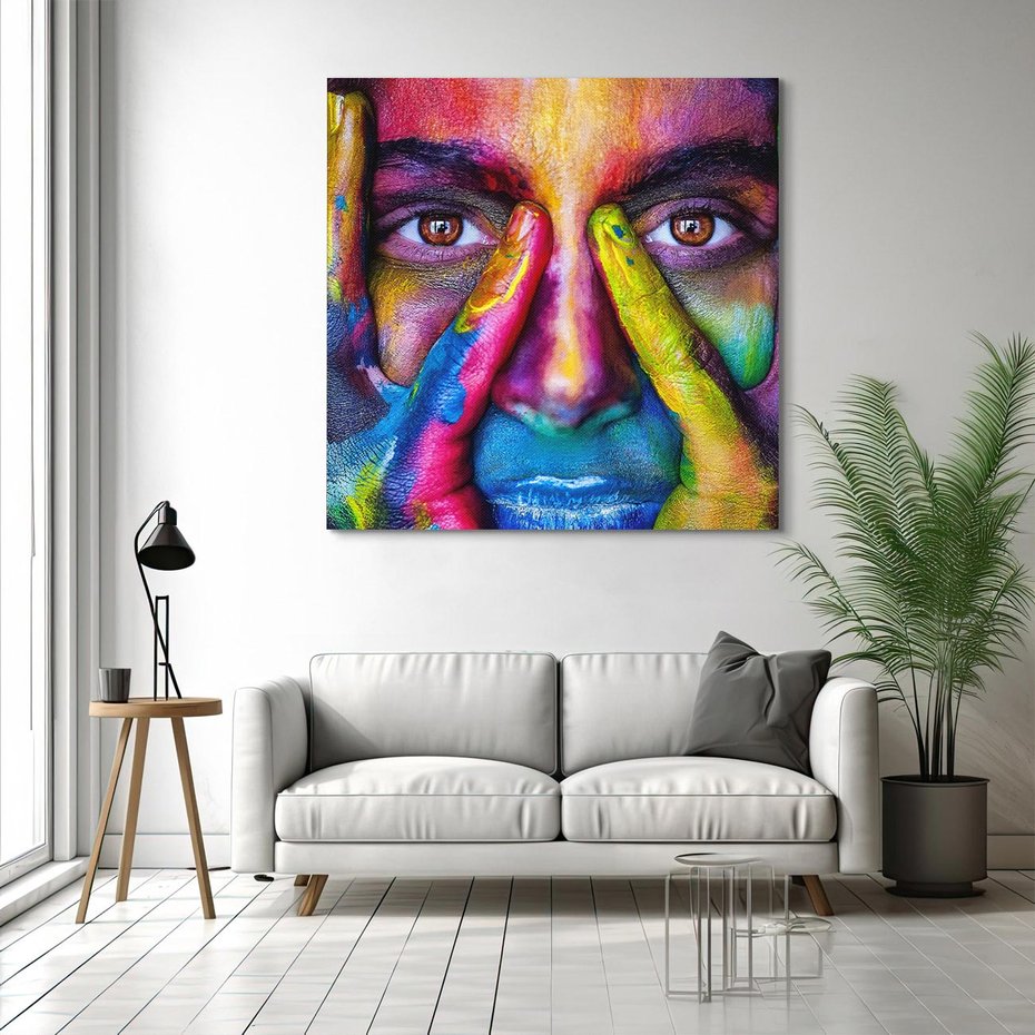 Obraz na płótnie 40x40 - Abstrakcyjna refleksja człowieka - człowiek, abstrkacja