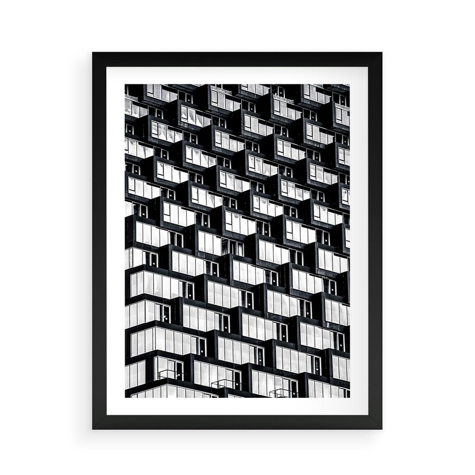 Plakat w ramie 50x70 - Elegancja Wysokości - architektura, wieżowiec - rama czarna