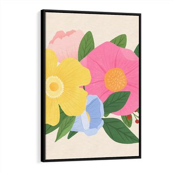 Obraz w ramie 50x70 - Kwiatowy Uśmiech - kwiaty, akwarela - rama czarna