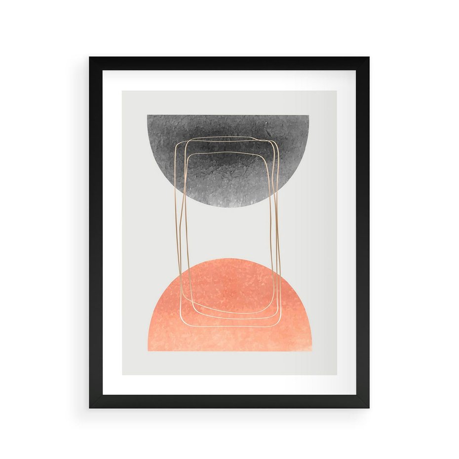 Plakat w ramie 40x50 - Sztuka Abstrakcji - minimalistyczny boho obraz, abstrakcyjny - rama czarna