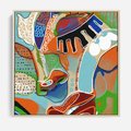 Obraz w ramie 80x80 - Wibracje Kształtów - abstrakcyjny portret kobiety, twarz - rama drewno