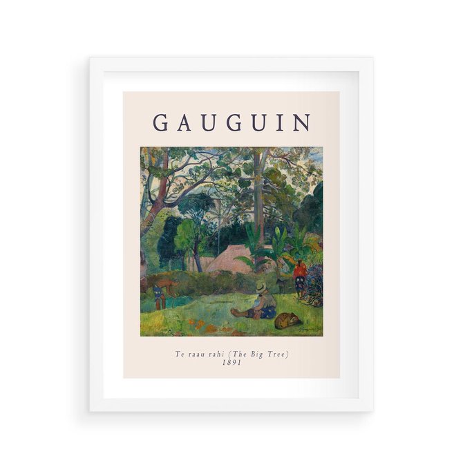 Plakat w ramie 40x50 - Gauguin: Reprodukcja i Typografia - Gauguin, reprodukcja - rama biała