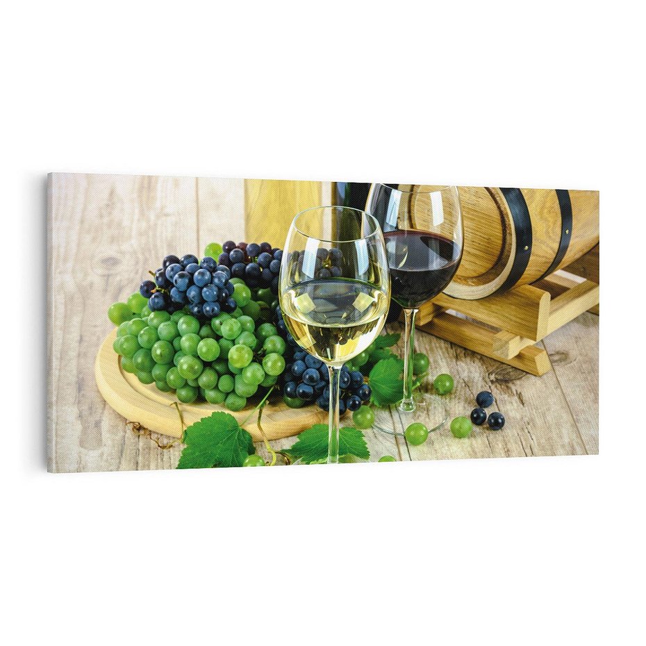 Obraz na płótnie 120x60 - Wino winogrona i kieliszki - wino, winogrona