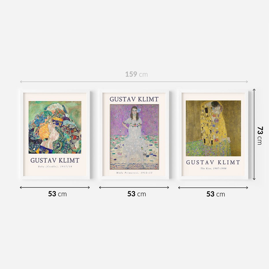 Zestaw obrazy w ramie 50x70 galeria - Gustav, Klimt, reprodukcje - rama biała