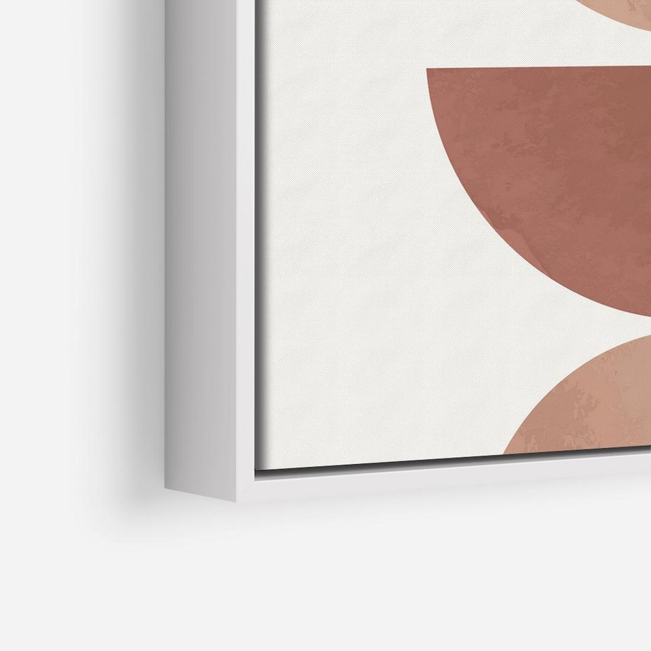 Obraz w ramie 80x80 - Abstrakcyjne Widzenia - abstrakcyjne geometryczne kształty, odcienie brązu i beżu - rama biała