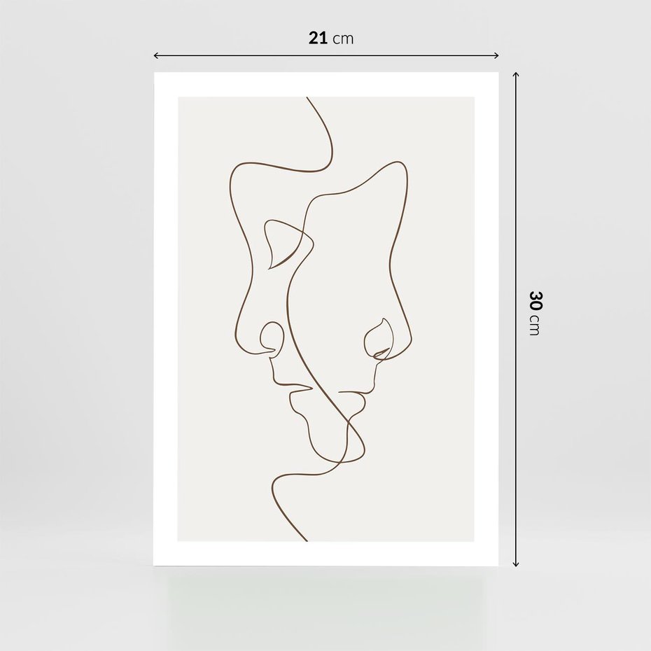 Plakat bez ramy 21x30 - Jedna Linia, Dwie Twarze - minimalistyczny plakat, dwie twarze