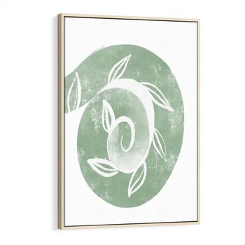 Obraz w ramie 70x100 - Zielony Świat Odpoczynku - abstrakcyjny zielony motyw, skandynawski design - rama drewno