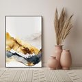 Obraz w ramie 50x70 - Złote Góry - akwarela, graficzne góry - rama czarna