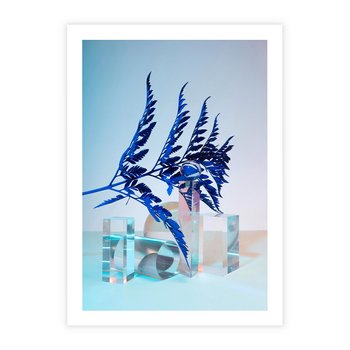 Plakat bez ramy 50x70 - Intensywny Kolor Natury - liście, kobalt