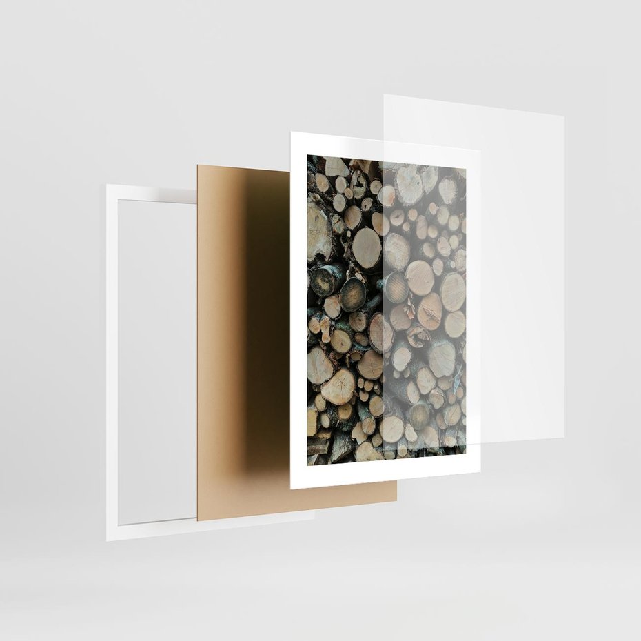 Plakat w ramie 30x40 - Bliskość Natury - drewno, las - rama biała