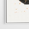 Obraz w ramie 70x100 - Wibracje Kolorów - abstrakcyjna czarna plama, rozsiane pomarańczowe kropki - rama biała
