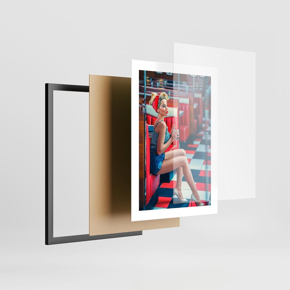 Plakat w ramie 30x40 - Stylowa Elegancja - retro, pinup - rama czarna
