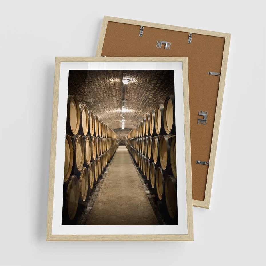 Plakat w ramie 50x70 - Winniczka - winnica, beczki - rama drewno