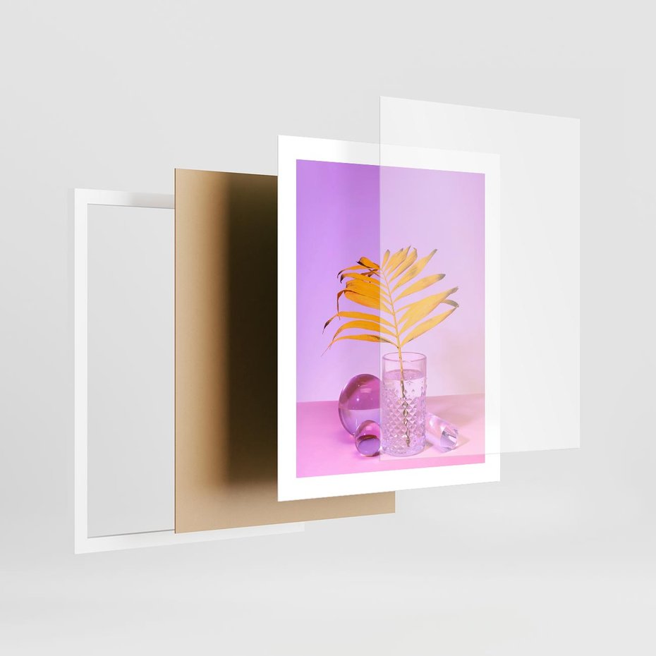 Plakat w ramie 40x50 - Minimalizm i Urok Natury - liście, pastele - rama biała