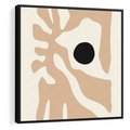 Obraz w ramie 50x50 - Eksploracja Abstrakcji - beżowa absrakcyjna kompozycja, czarny akcent - rama czarna
