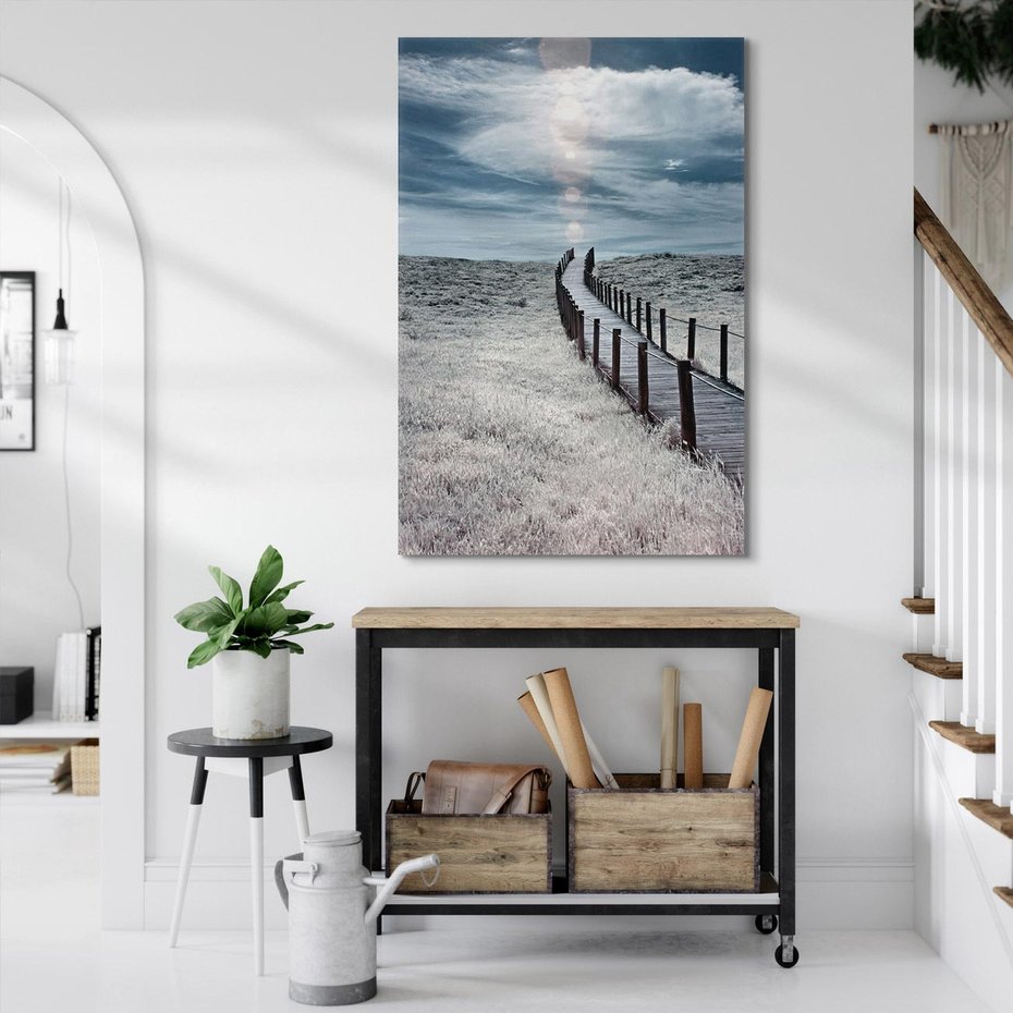 Obraz na płótnie 80x120 - Burzowy pomost na plaży - plaża, pomost