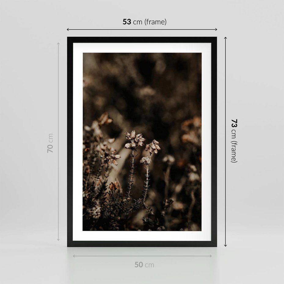 Plakat w ramie 50x70 - Jesienny Urok - suche trawy, jesienny pejzaż - rama czarna