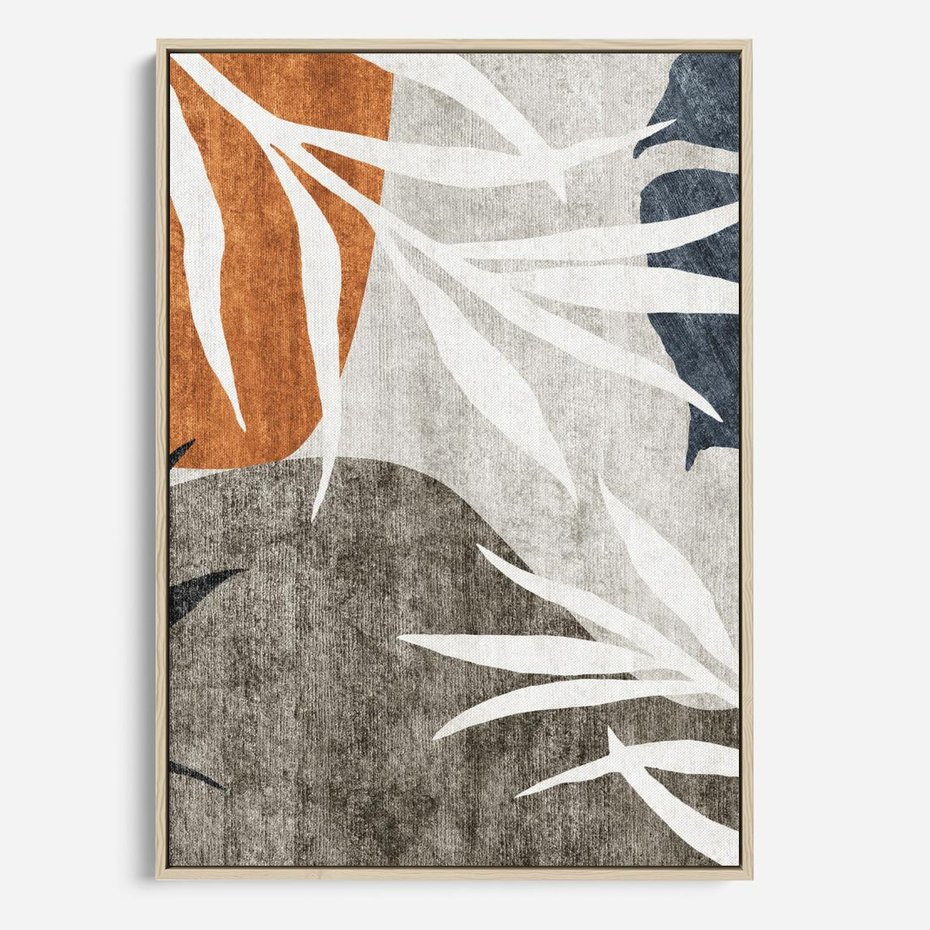 Obraz w ramie 50x70 - Oddechy ciszy i ruchu - rzut liści palmy, monstery - rama drewno