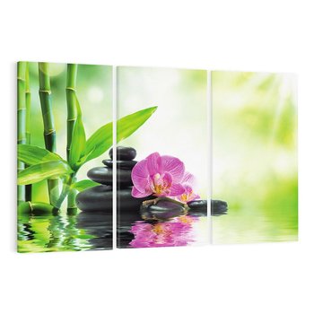Obraz na płótnie 120x80 - Relaksujący świat SPA z kwiatami i bambusem - spa, kwiaty