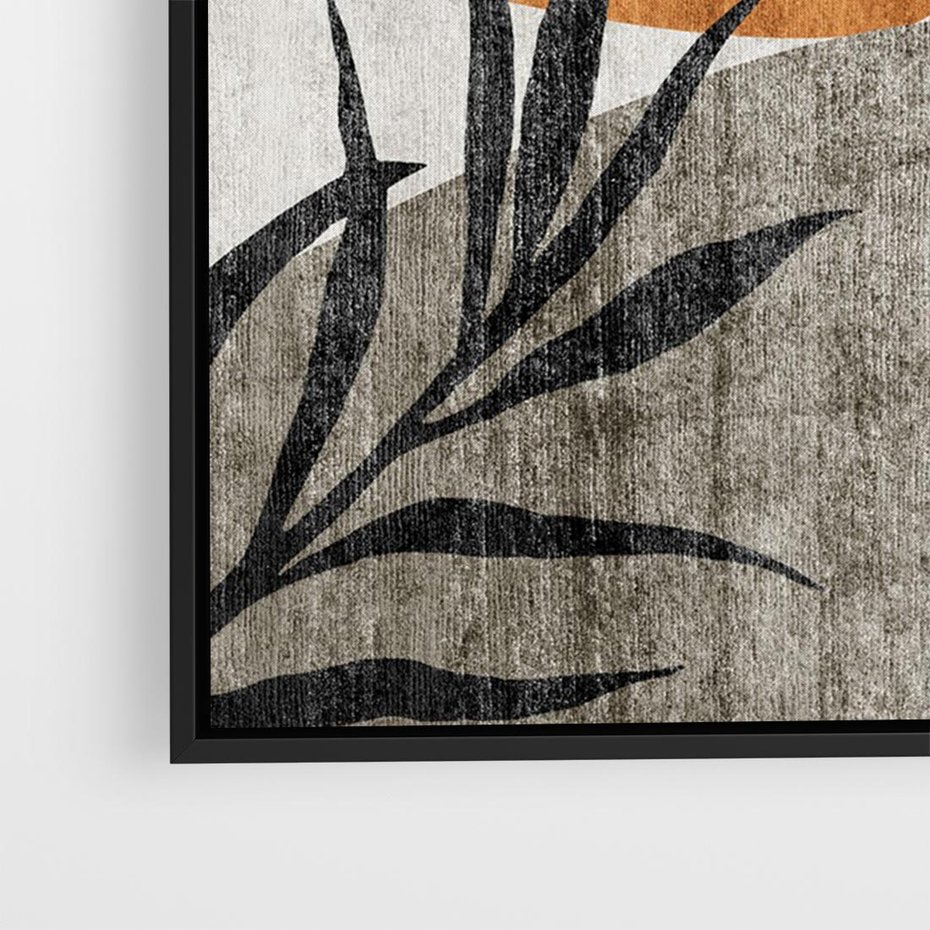 Obraz w ramie 70x50 - Oddechy ciszy i ruchu - rzut liści palmy, monstery - rama czarna