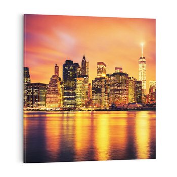 Obraz na płótnie 30x30 - Zachód słońca w Nowym Jorku - Nowy Jork, zachód