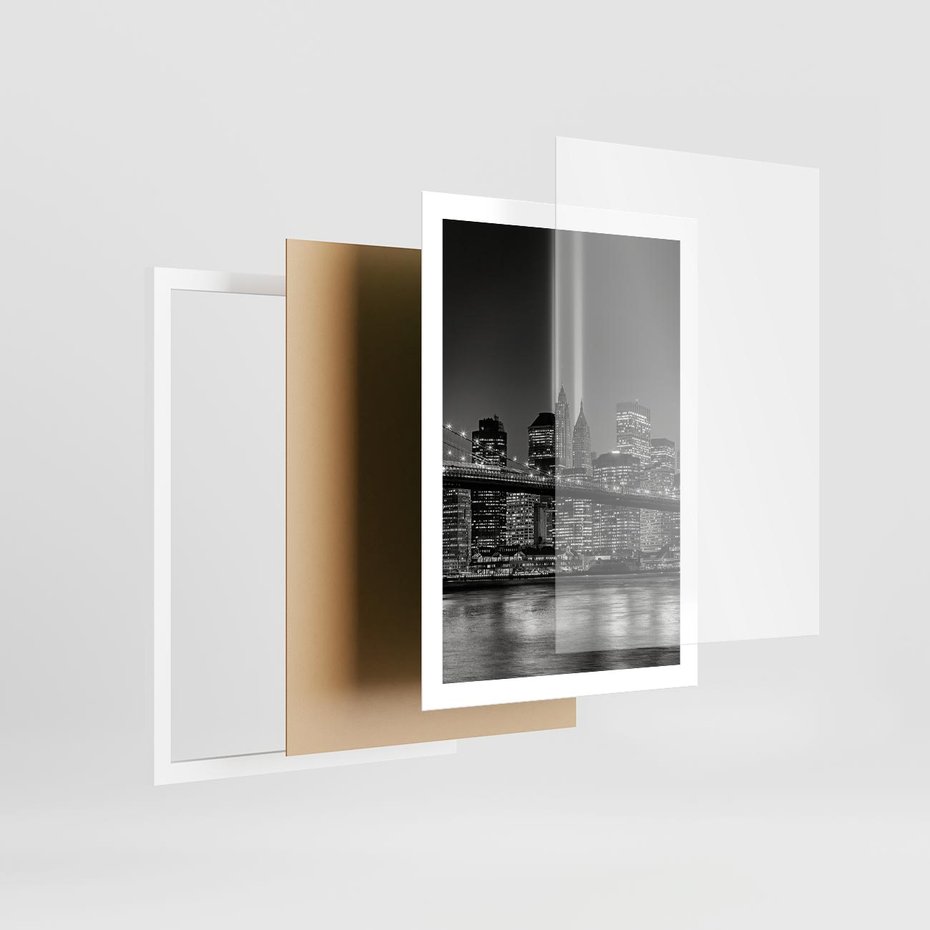 Plakat w ramie 50x70 - Miasto ożywione nocą - miasto, noc - rama biała