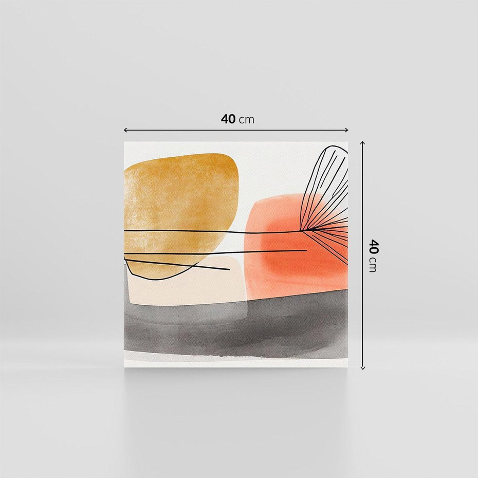 Obraz na płótnie 40x40 - Roślinny Szkic - abstrakcyjne, nieregularne plamy łososiowego koloru