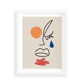 Plakat w ramie 40x50 - Impresje Plam - abstrakcyjny obraz, przypomina twarz - rama biała