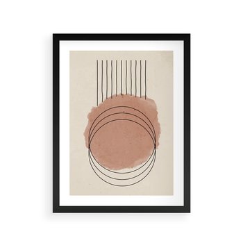 Plakat w ramie 30x40 - Migotliwe Kontury - akwarelowa plama, geometryczne szkicowane kształty - rama czarna