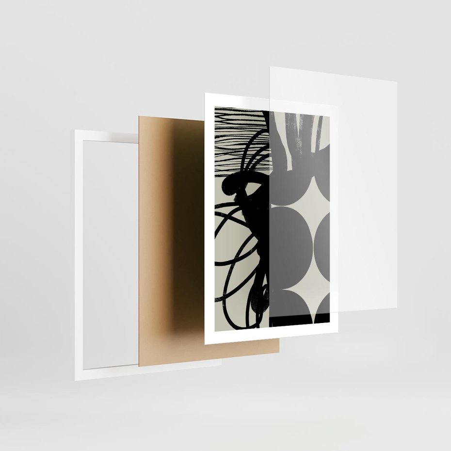 Plakat w ramie 50x70 - Modernistyczne Refleksje - abstrakcja, mroczny klimat - rama biała