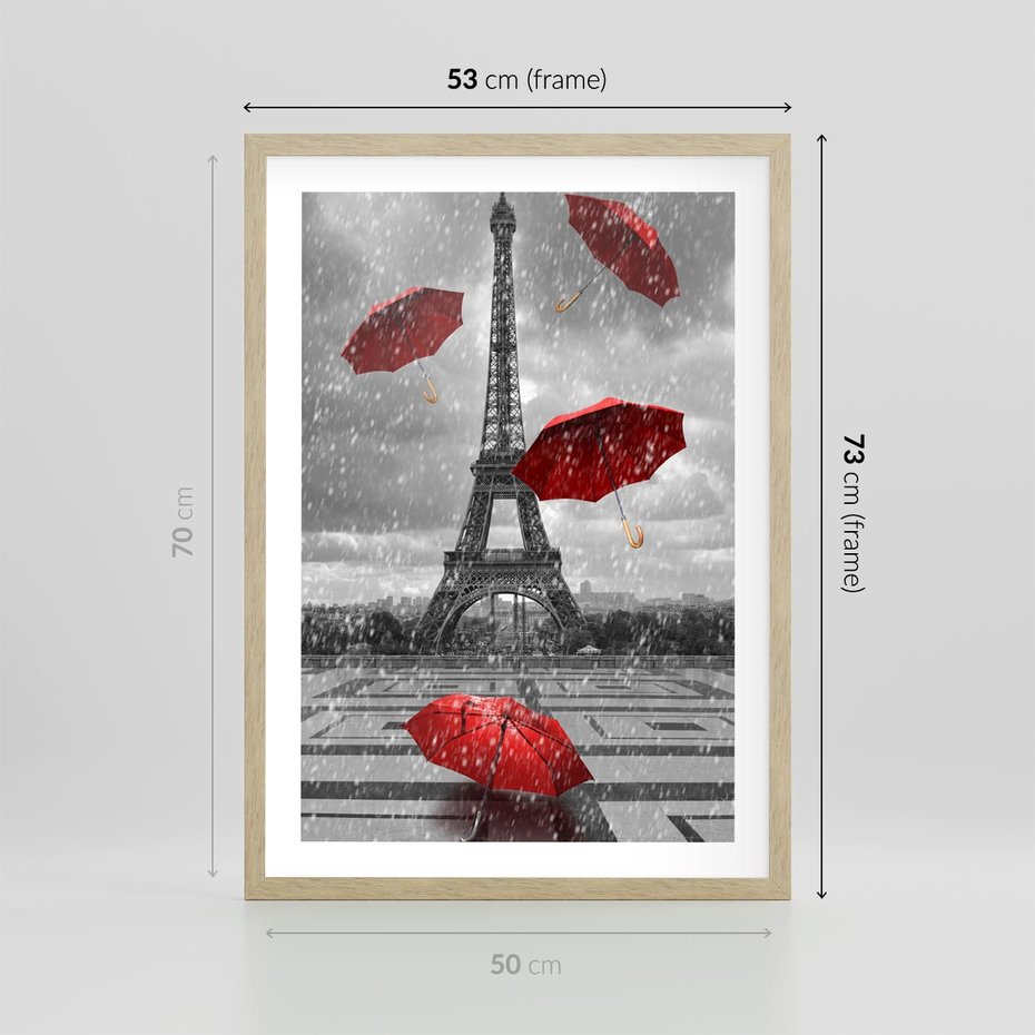 Plakat w ramie 50x70 - Czarno-biała magia Eiffla - Eiffla, Paryż - rama drewno