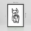 Plakat w ramie 50x70 - Portret Kociej Duszy - szkic kota, prymitywizm - rama czarna
