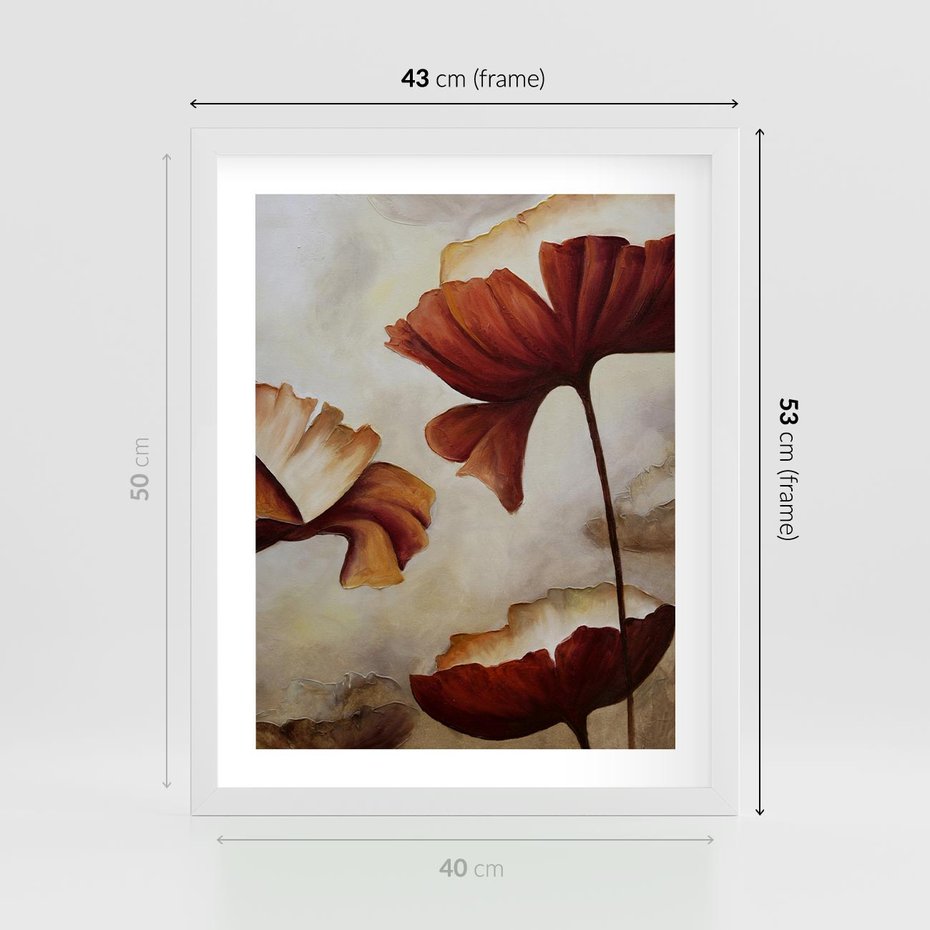 Plakat w ramie 40x50 - Sztuka Kwiatów - kwiaty, sztuka - rama biała