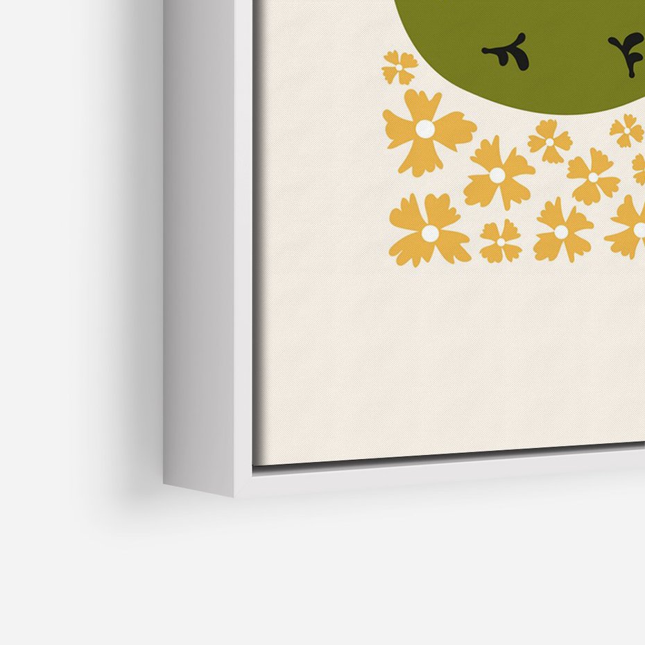 Obraz w ramie 50x70 - Wewnętrzne Fale - nowoczesny plakat, kobieta otoczona liśćmi - rama biała