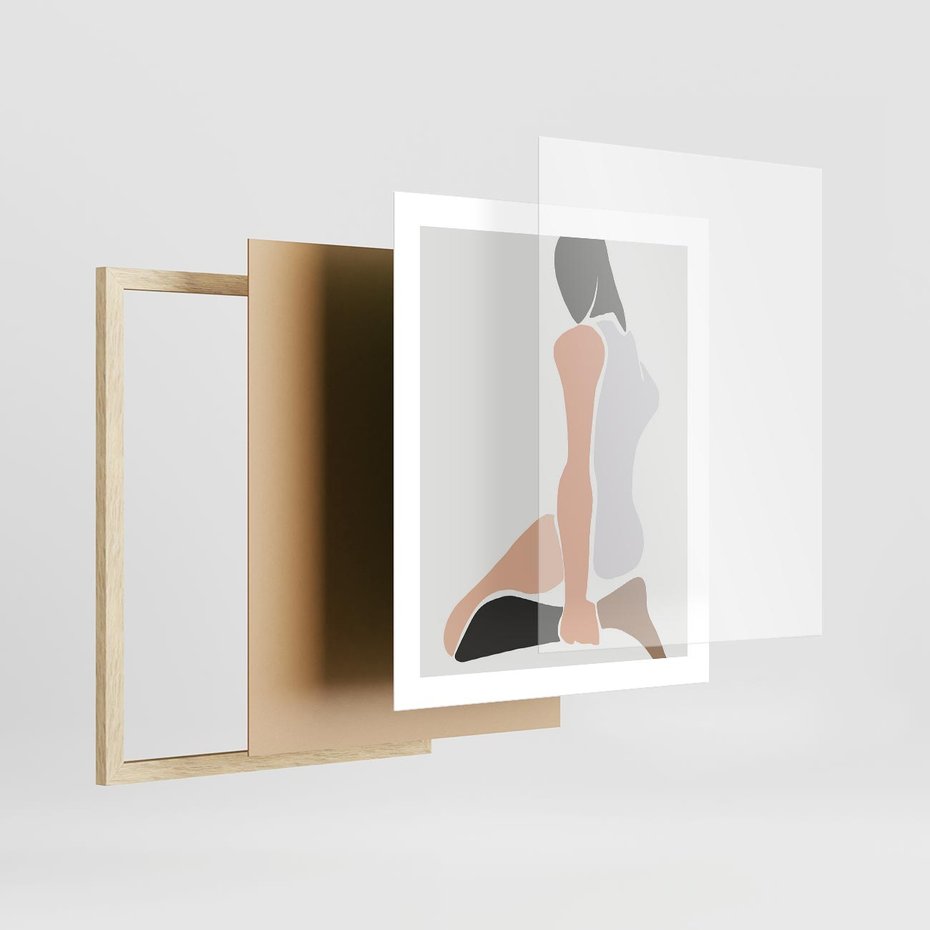 Plakat w ramie 40x50 - Widok Abstrakcyjny - abstrakcyjny obraz, minimalizm - rama drewno