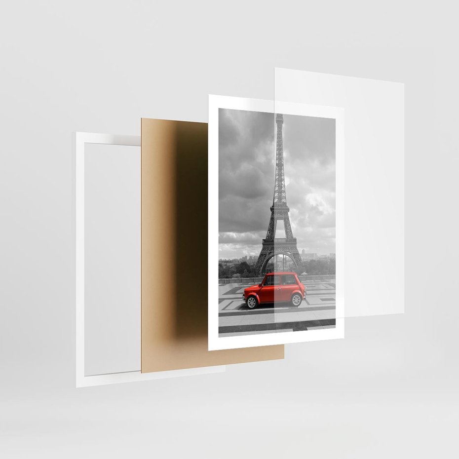 Plakat w ramie 50x70 - Paryż z wieżą Eiffla w tle - Paryż, Eiffla - rama biała